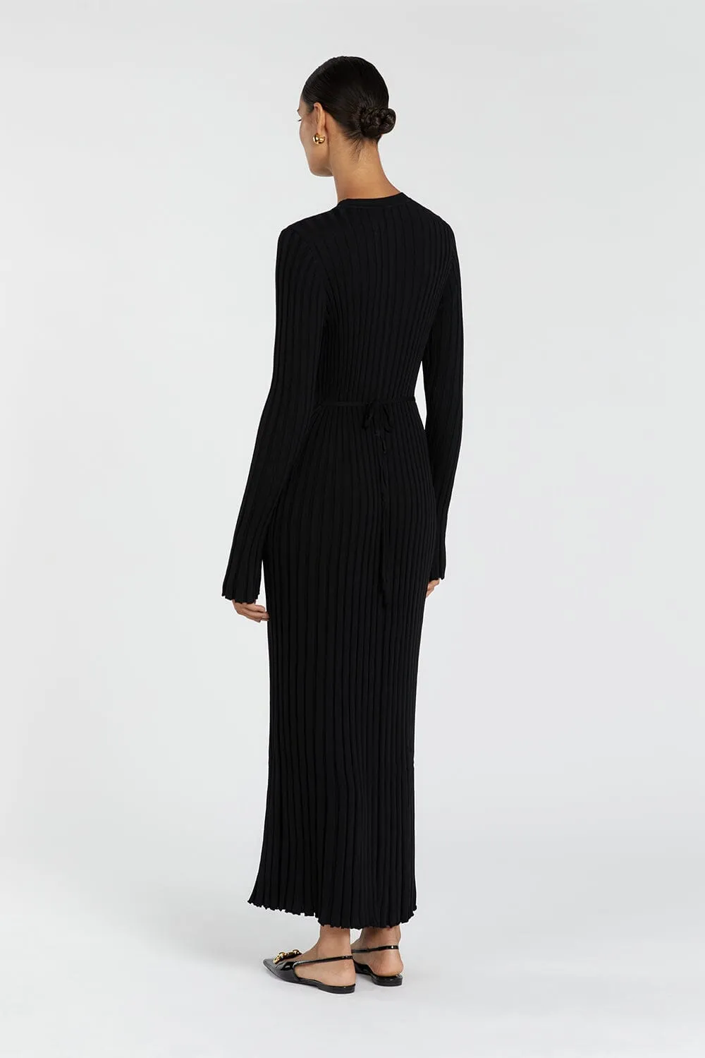 ADA BLACK LONG SLEEVE MIDI DRESS