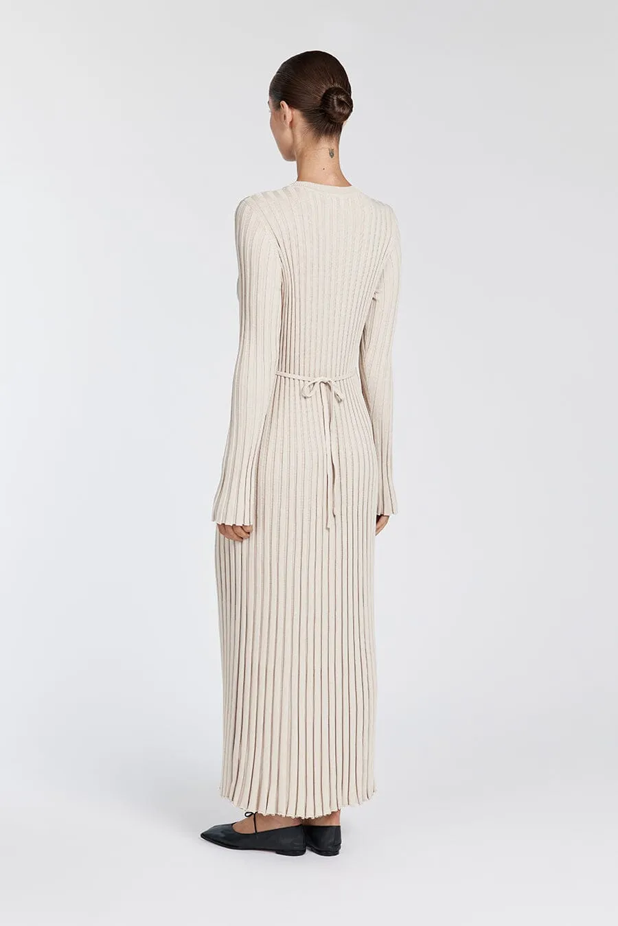 ADA STONE LONG SLEEVE MIDI DRESS