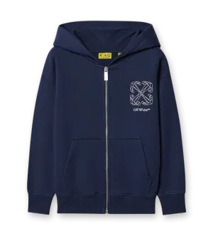 Arrow Acrylic Hoodie Navy Blue