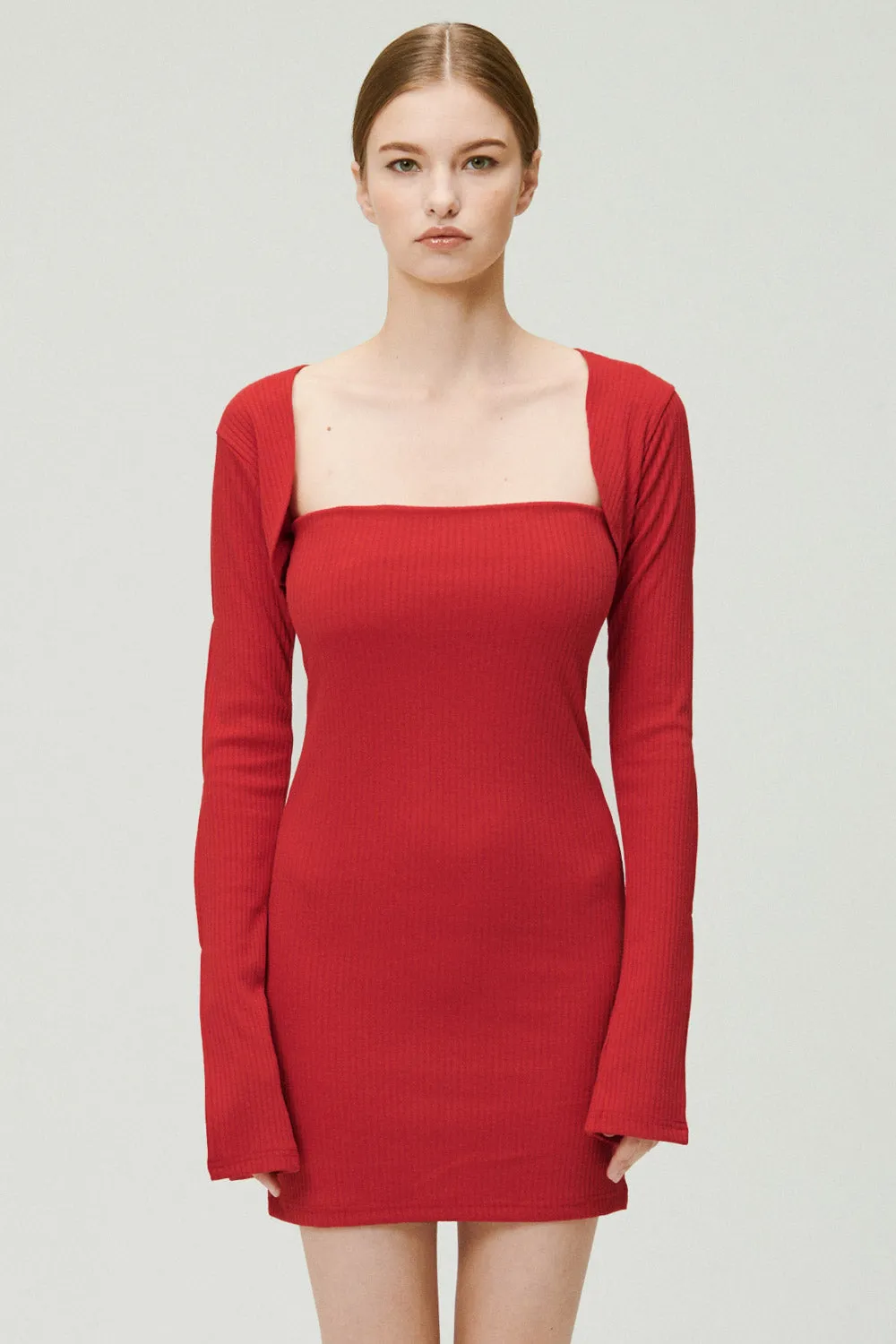 Ayn Square Neck Ribbed Dress