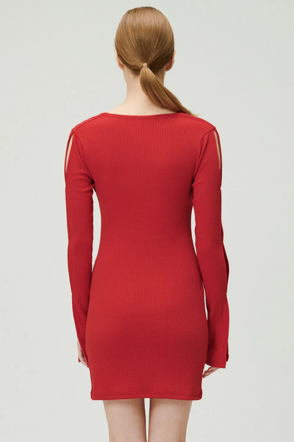 Ayn Square Neck Ribbed Dress