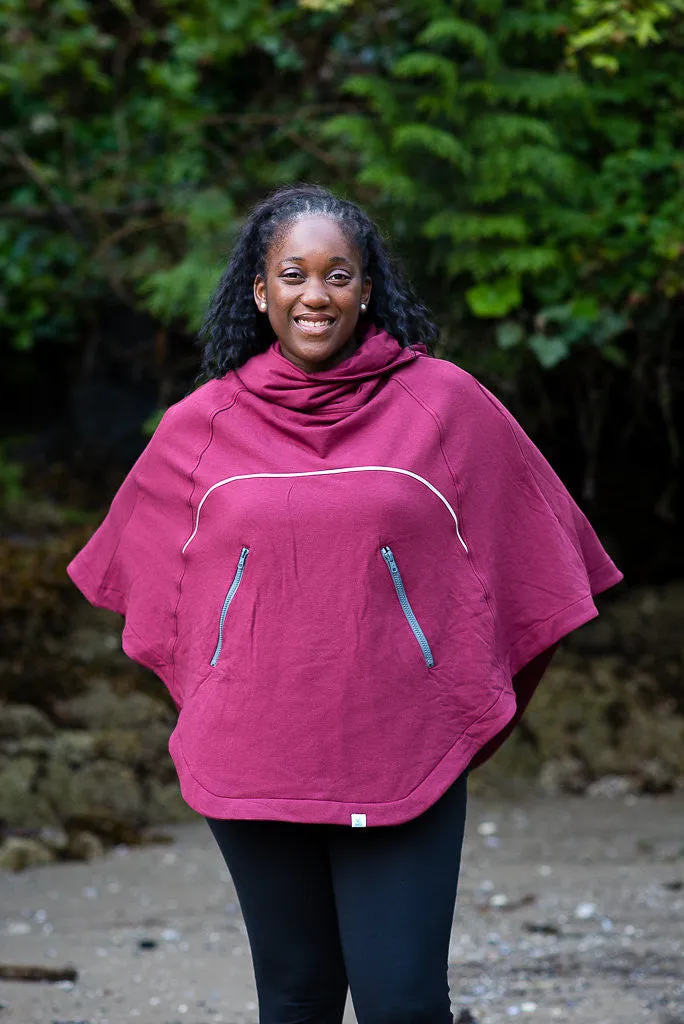 Bamboo Soft Cotton Poncho - Burgundy