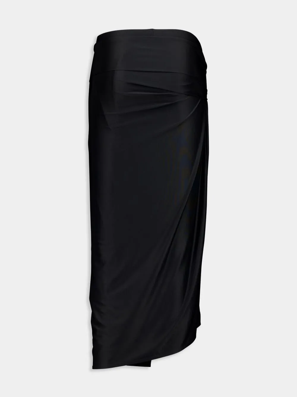 Black Draped Midi Skirt