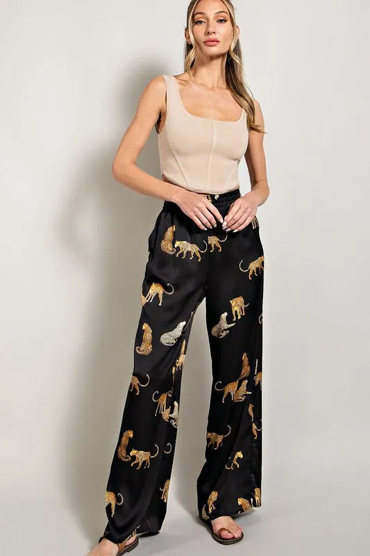 Black Leopard Print Pants