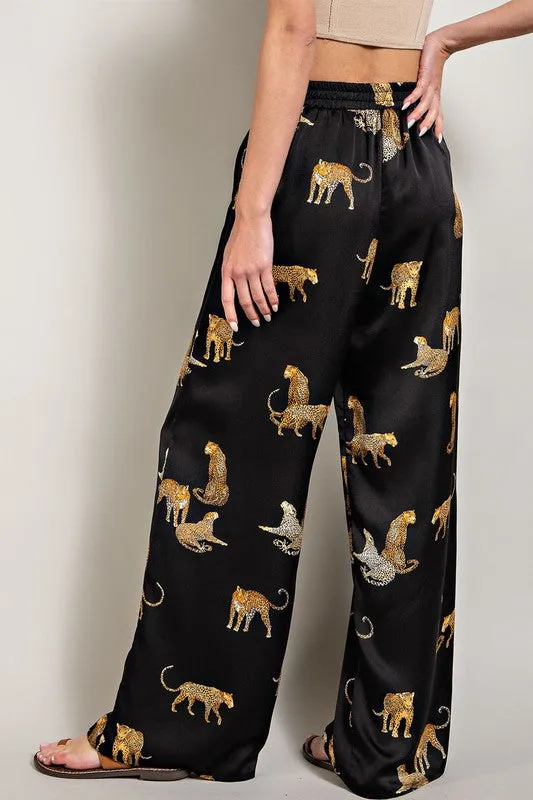 Black Leopard Print Pants