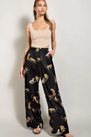 Black Leopard Print Pants