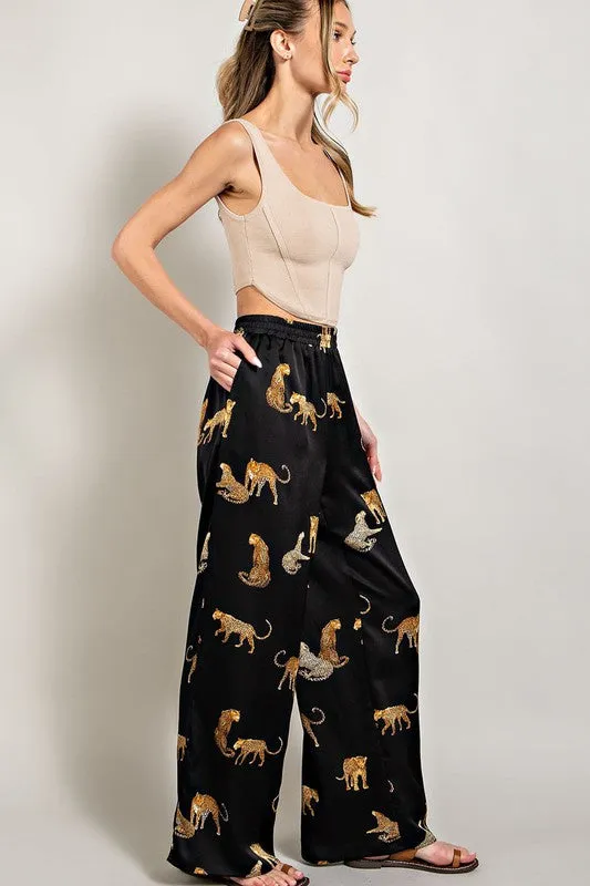 Black Leopard Print Pants