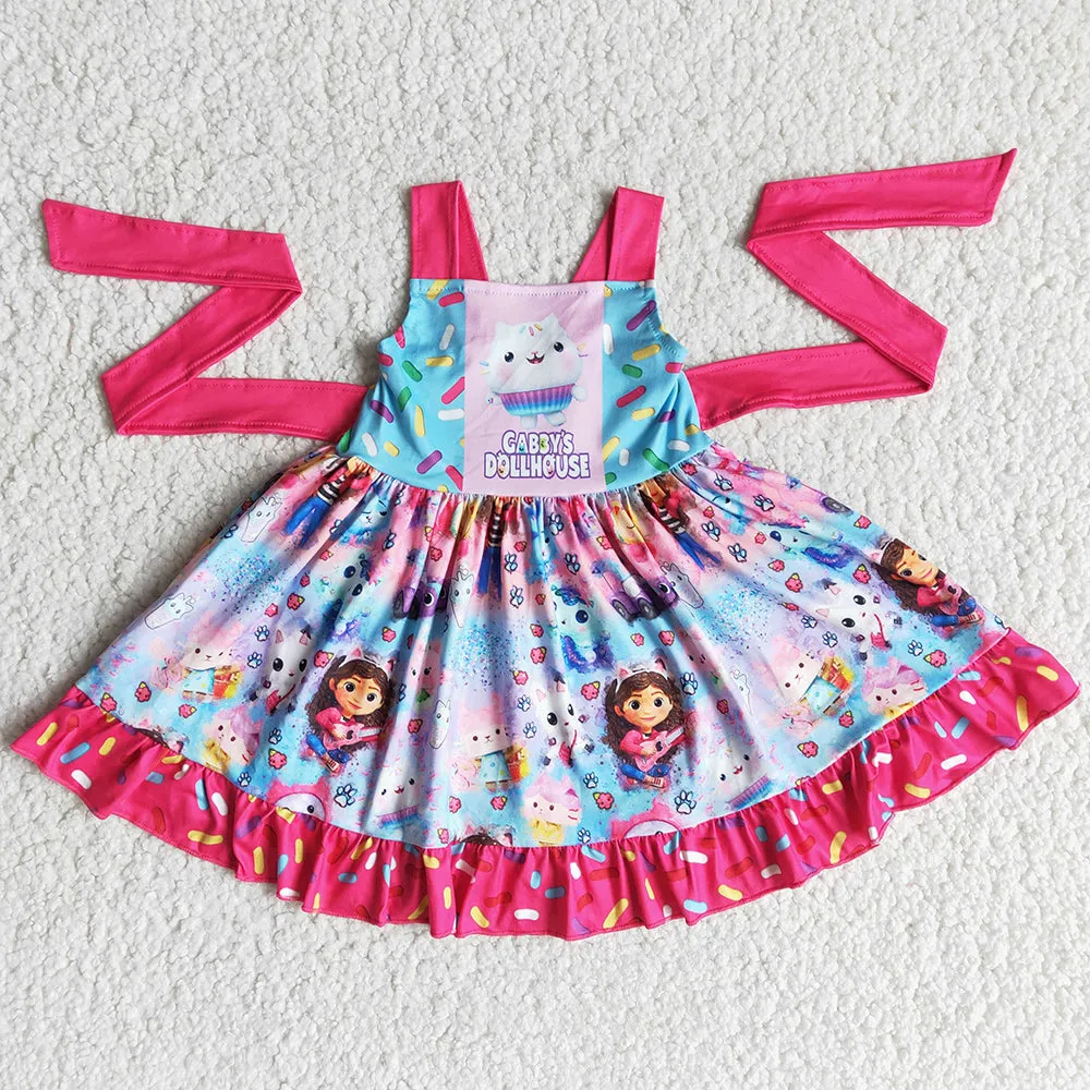 Boutique Kids Clothes Girls Dresses Cute Baby Girls Twirl Dresses E14-2