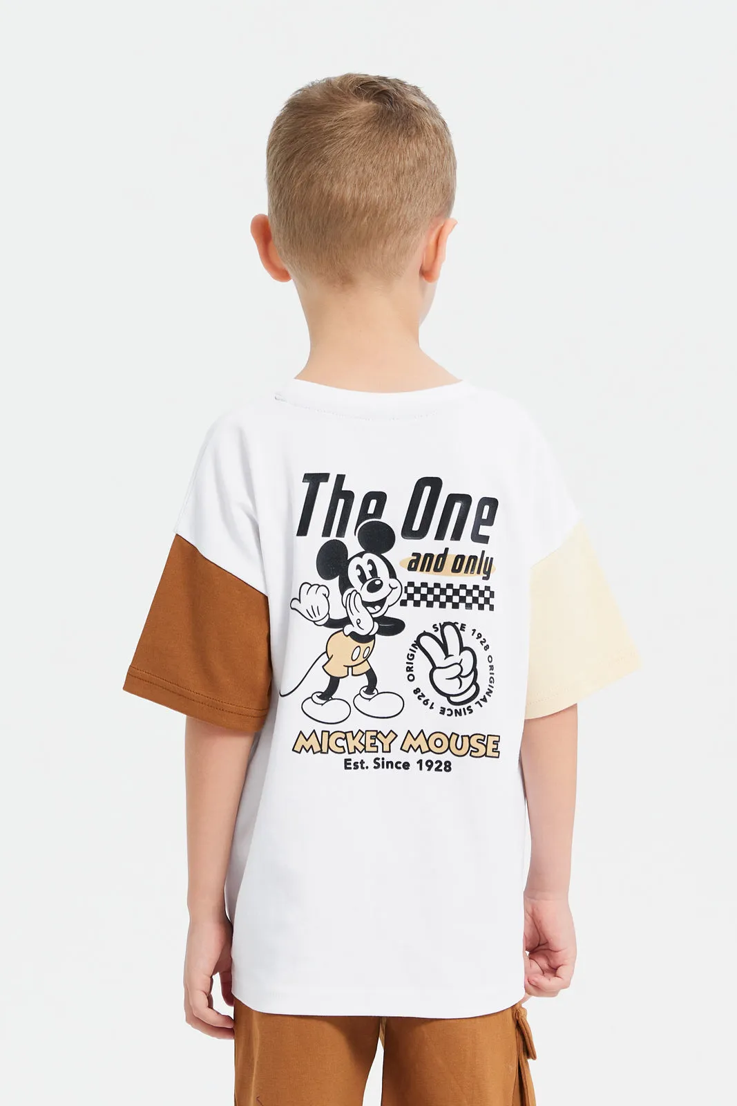 Boys White Oversized Mickey Mouse T-Shirt