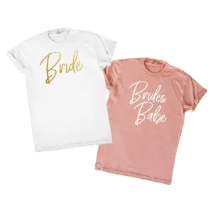 Bride, Maid of Honor, Bride Babe, Bride Tribe, Bridesmaid (Cursive)