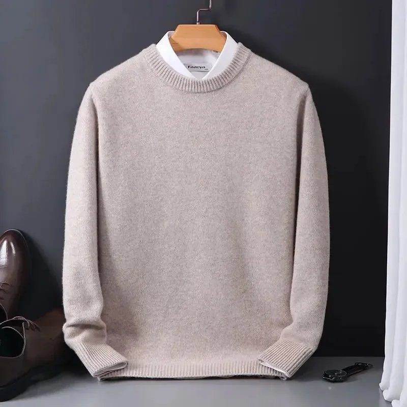 Cashmere Sweater O-neck Pullovers Men's Loose Oversized M-5XL Knitted Bottom Shirt Autumn Winter New Korean Casual Men's Top