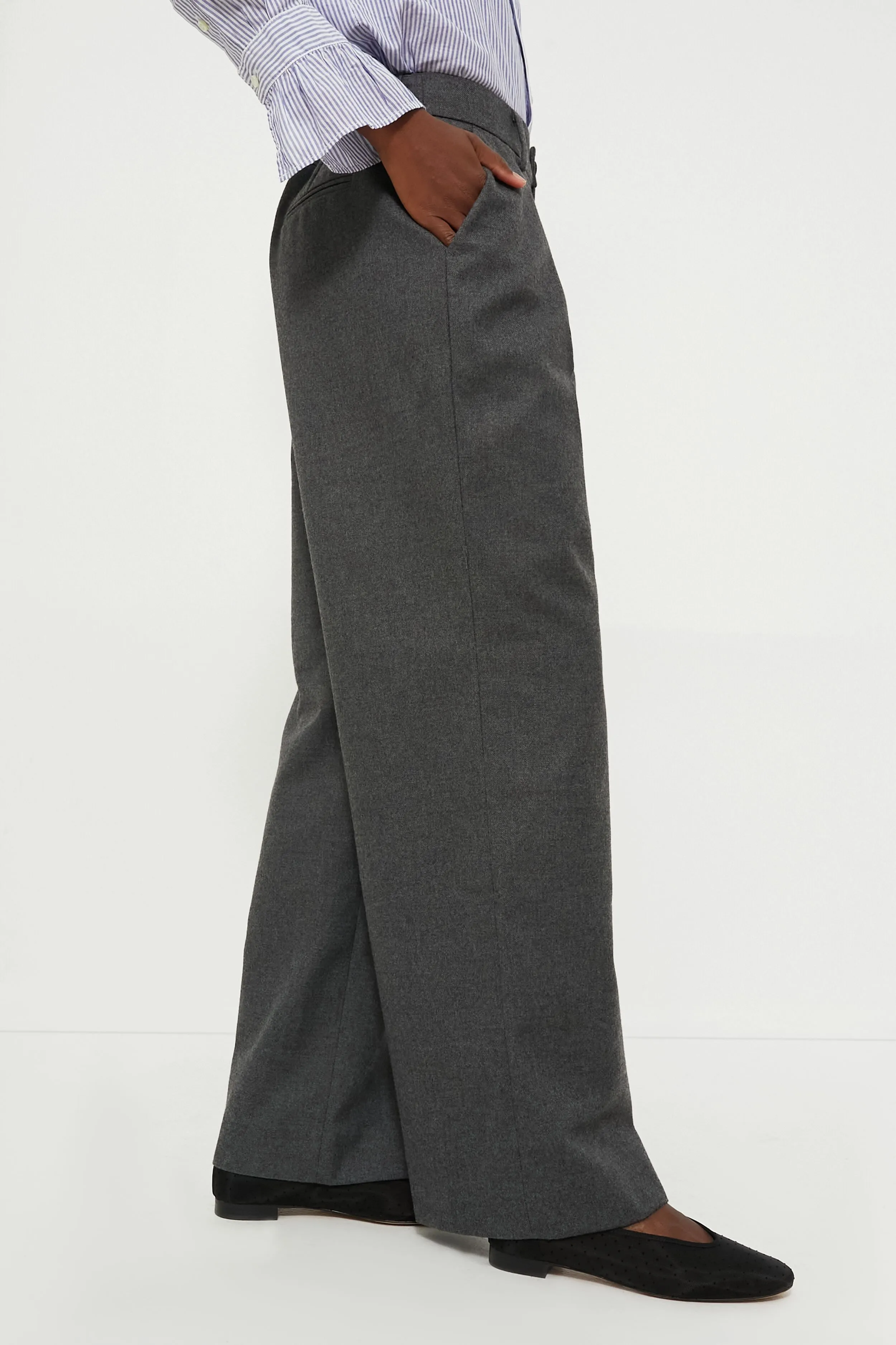 Charcoal Soho Trouser in Wool Flannel