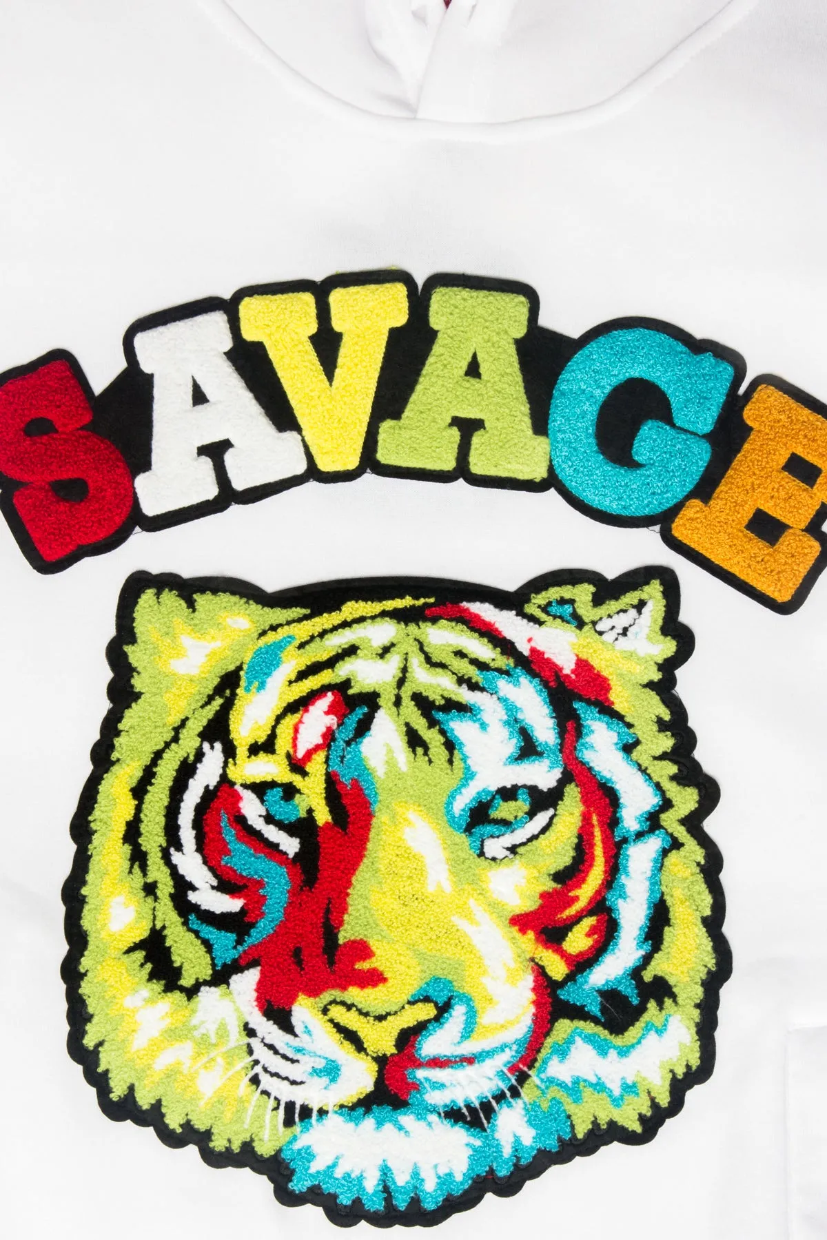 Colorful Chenille Patched Savage Tiger Hoodie