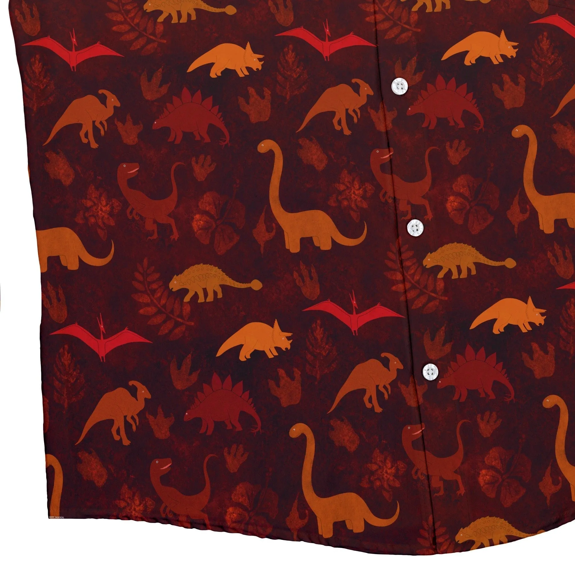 Dinosaur Tropical Sunset Button Up Shirt