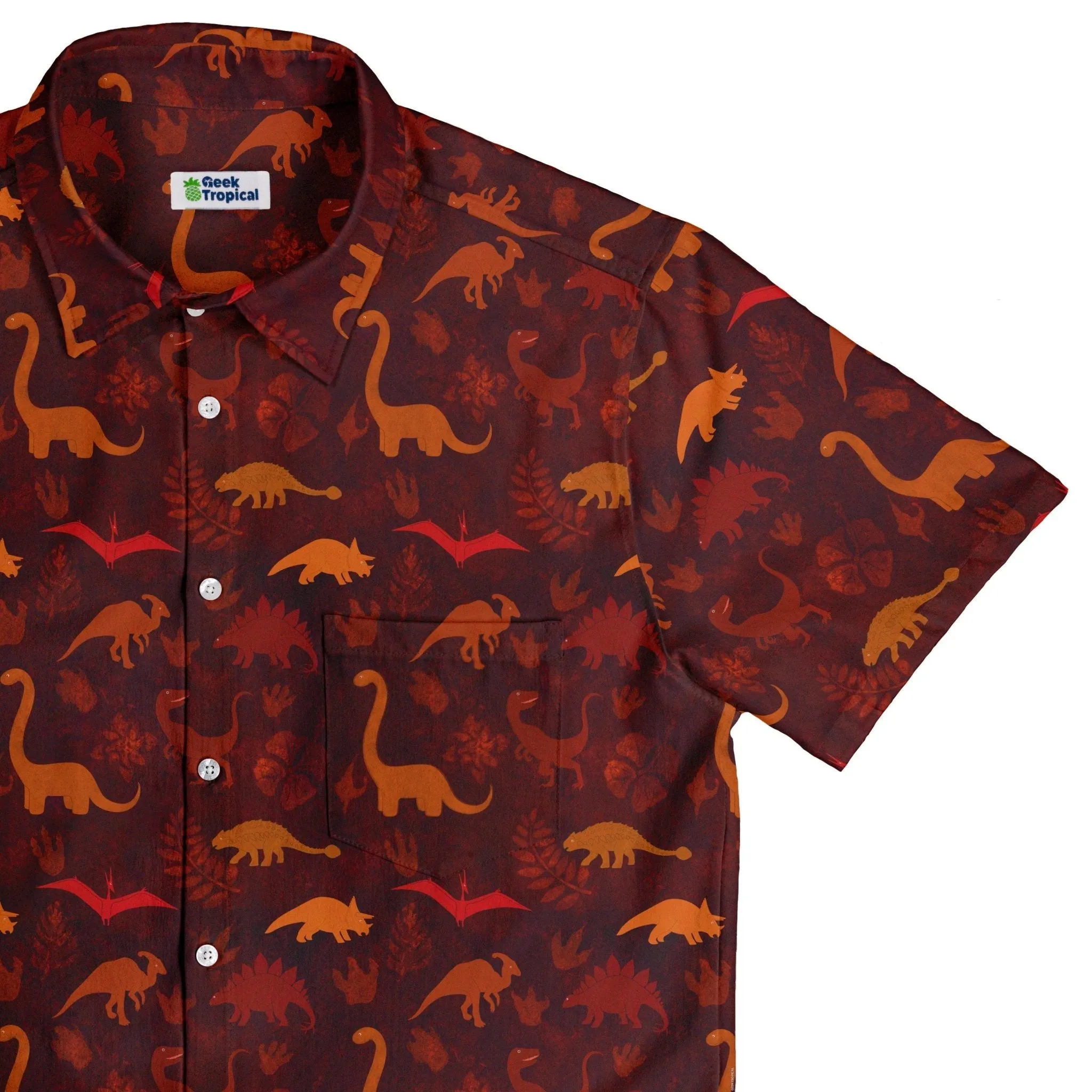 Dinosaur Tropical Sunset Button Up Shirt