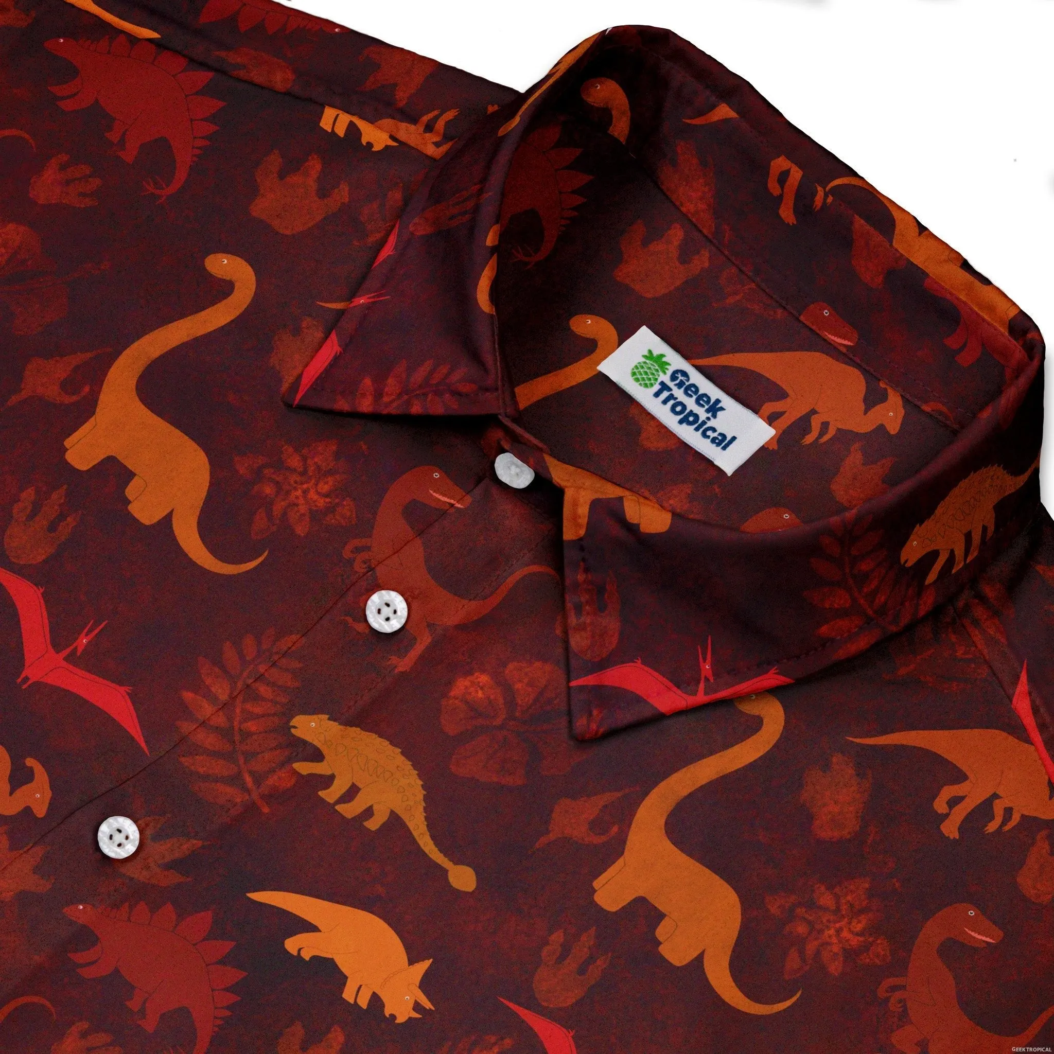 Dinosaur Tropical Sunset Button Up Shirt