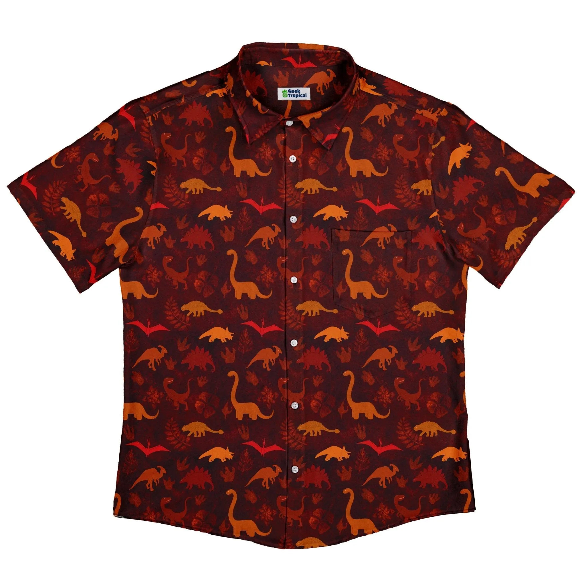 Dinosaur Tropical Sunset Button Up Shirt