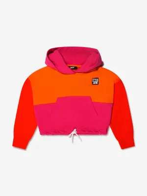 DKNY Girls Colourblock Cropped Hoodie In Orange