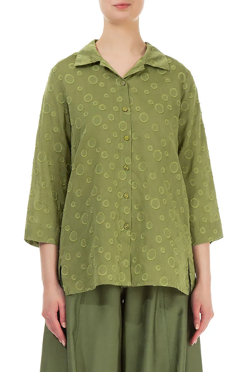 Dotty Golden Lime Silk Cotton Shirt