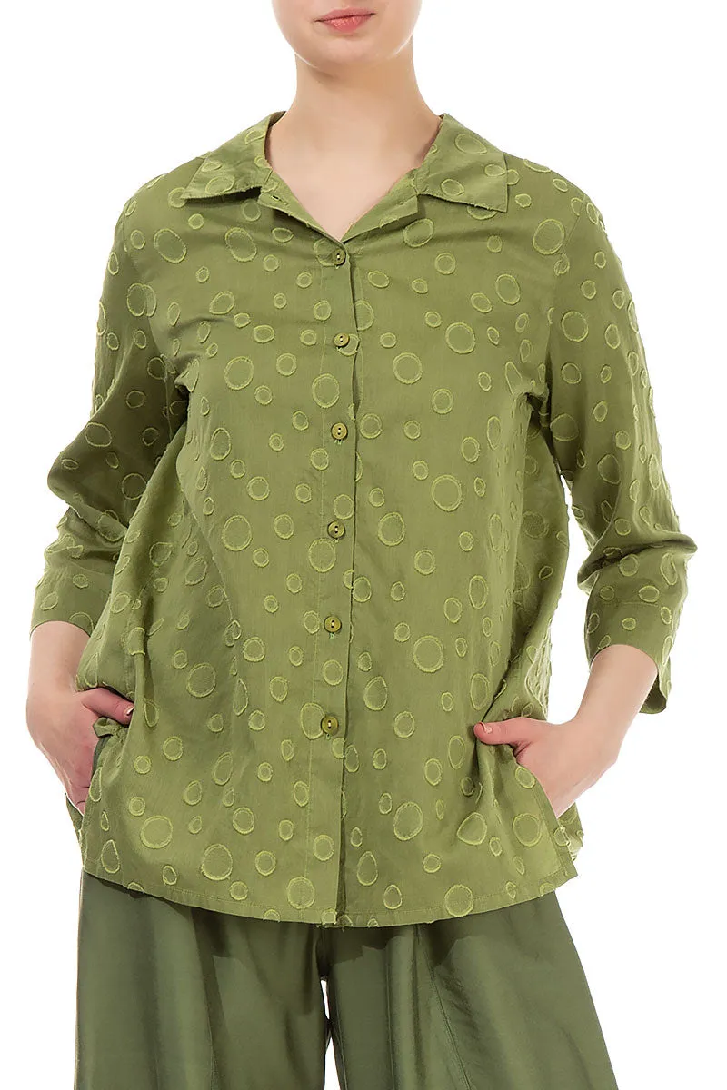 Dotty Golden Lime Silk Cotton Shirt