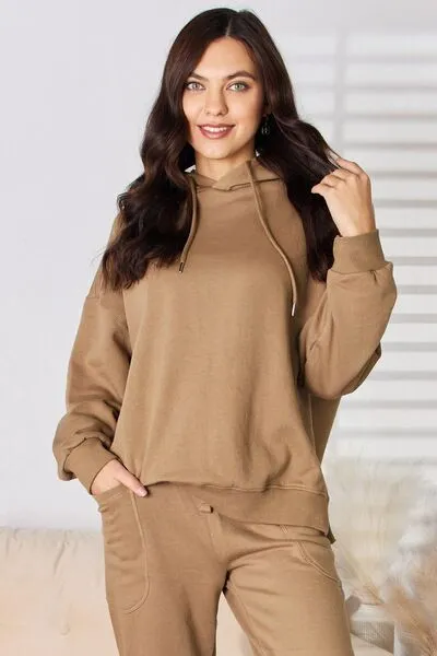 Drawstring Drop Shoulder Long Sleeve Hoodie