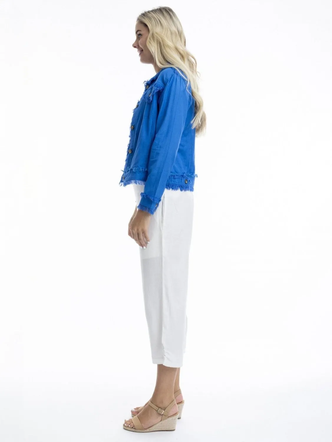 Essentials Linen Blend Jacket in Electric Blue