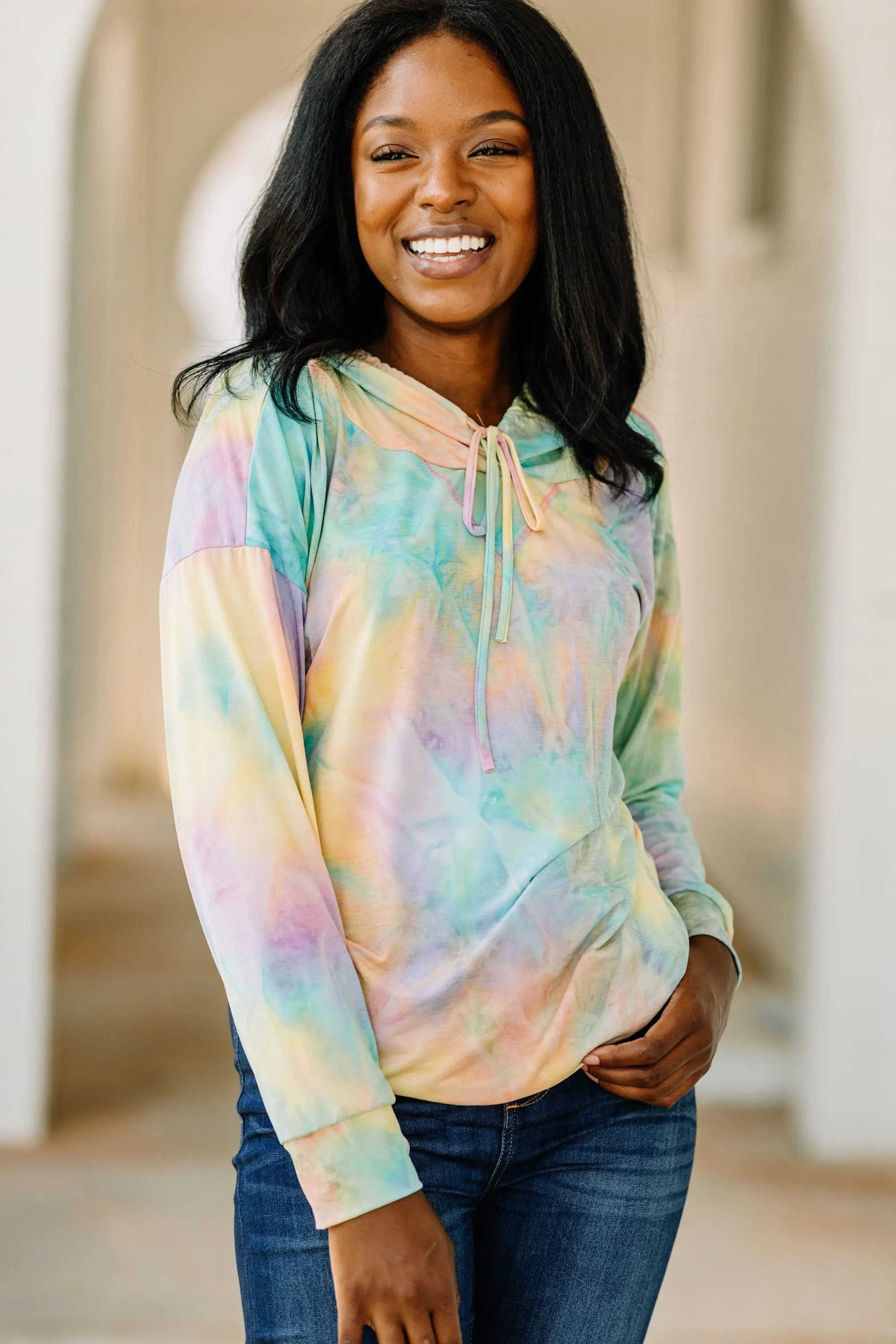 Feeling Good Yellow Tie Dye Hoodie