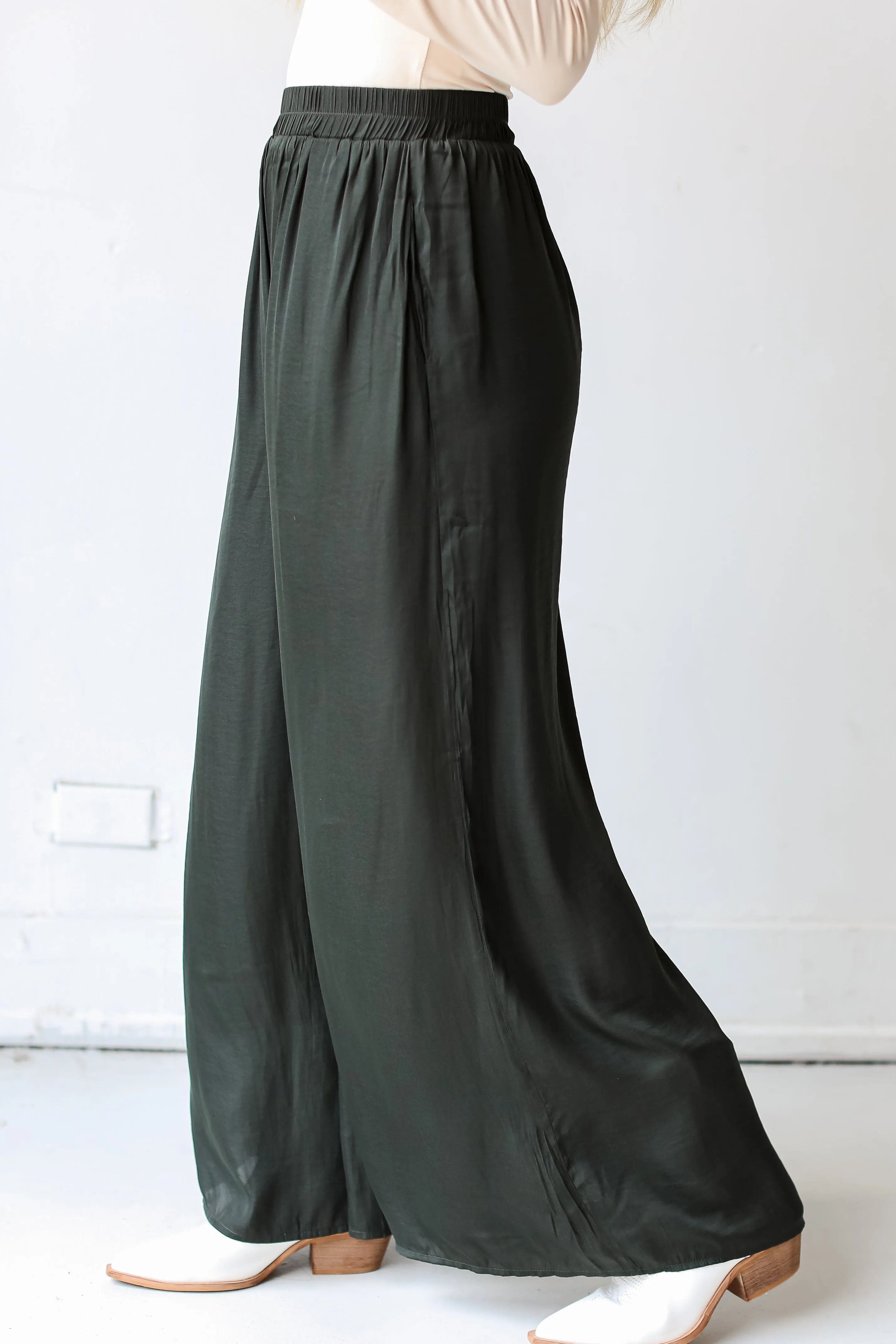 FINAL SALE - Chic Influence Satin Wide Leg Pants