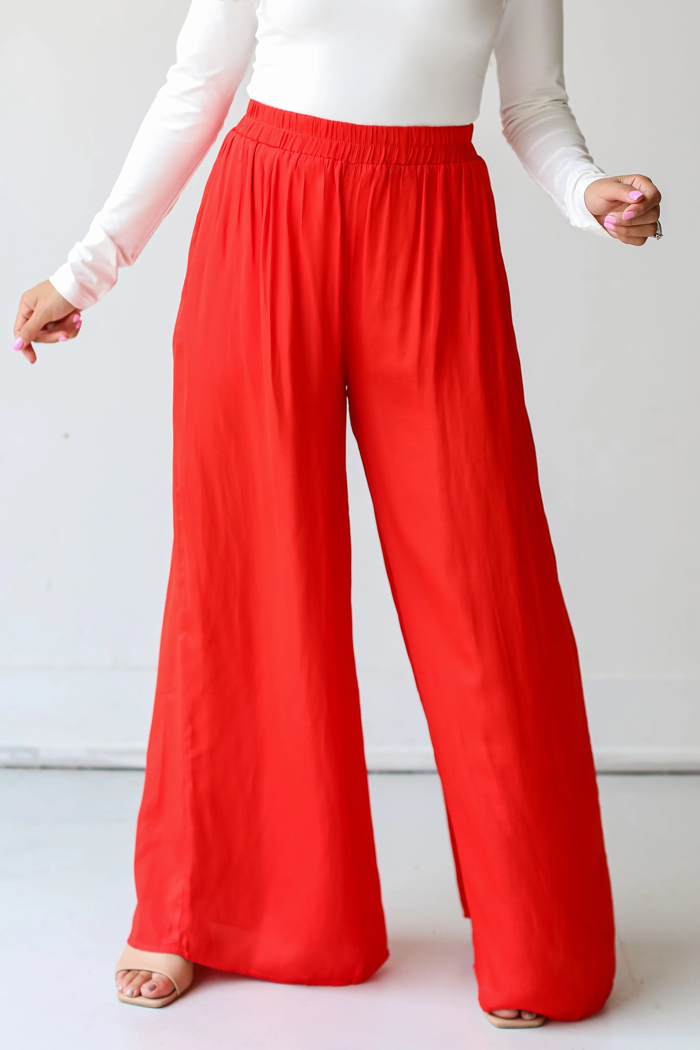 FINAL SALE - Chic Influence Satin Wide Leg Pants