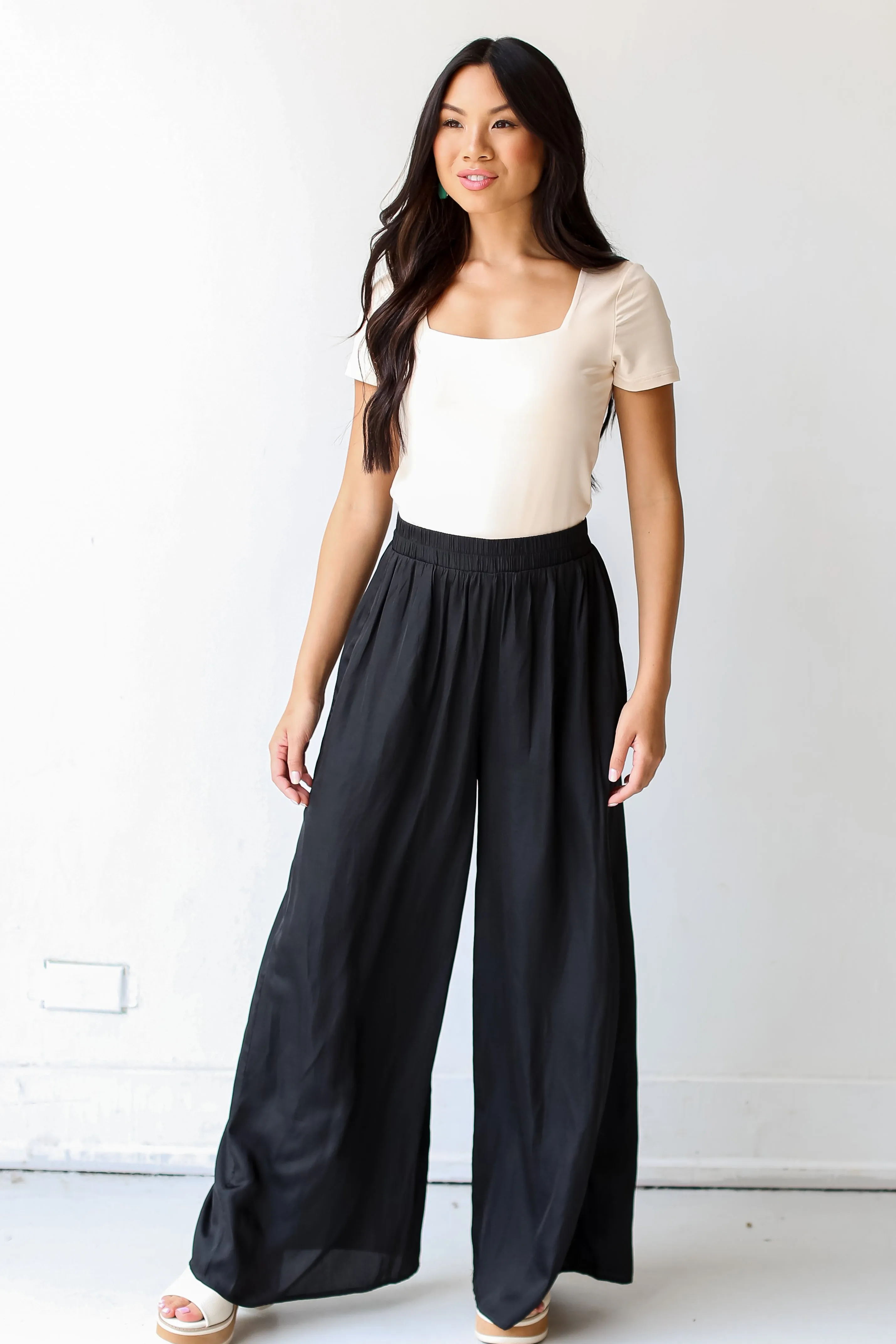 FINAL SALE - Chic Influence Satin Wide Leg Pants