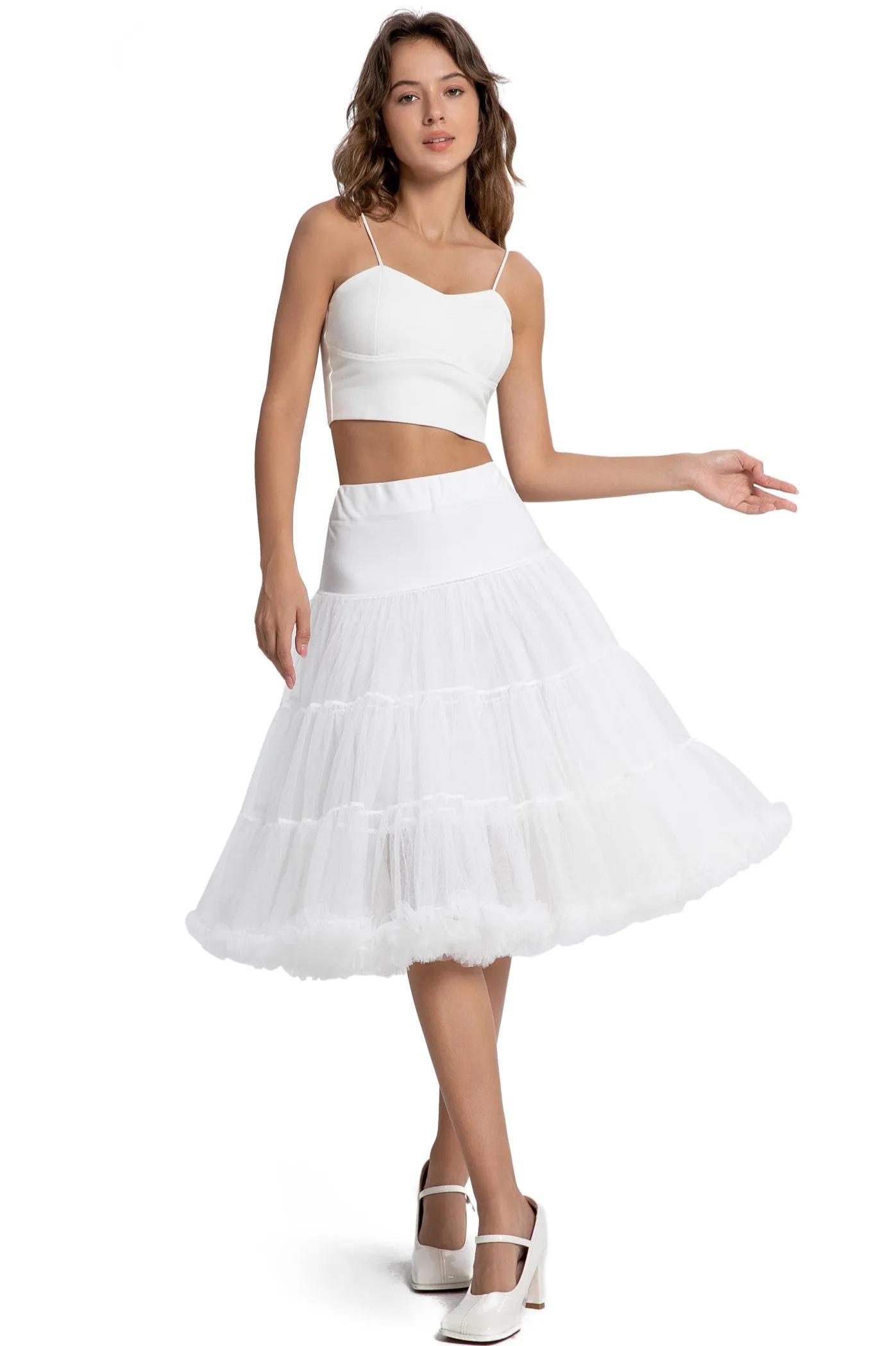 Fluffy Net Petticoat 25.5 In White