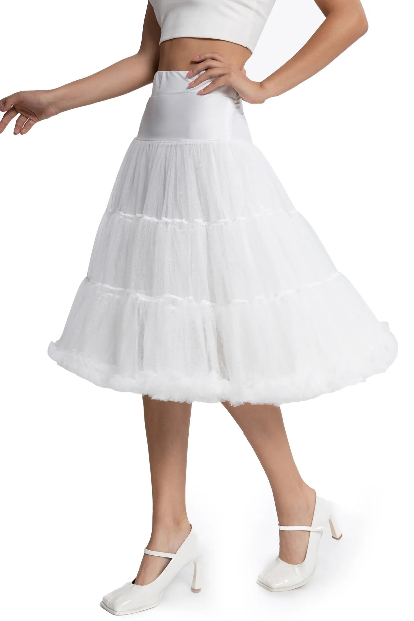 Fluffy Net Petticoat 25.5 In White