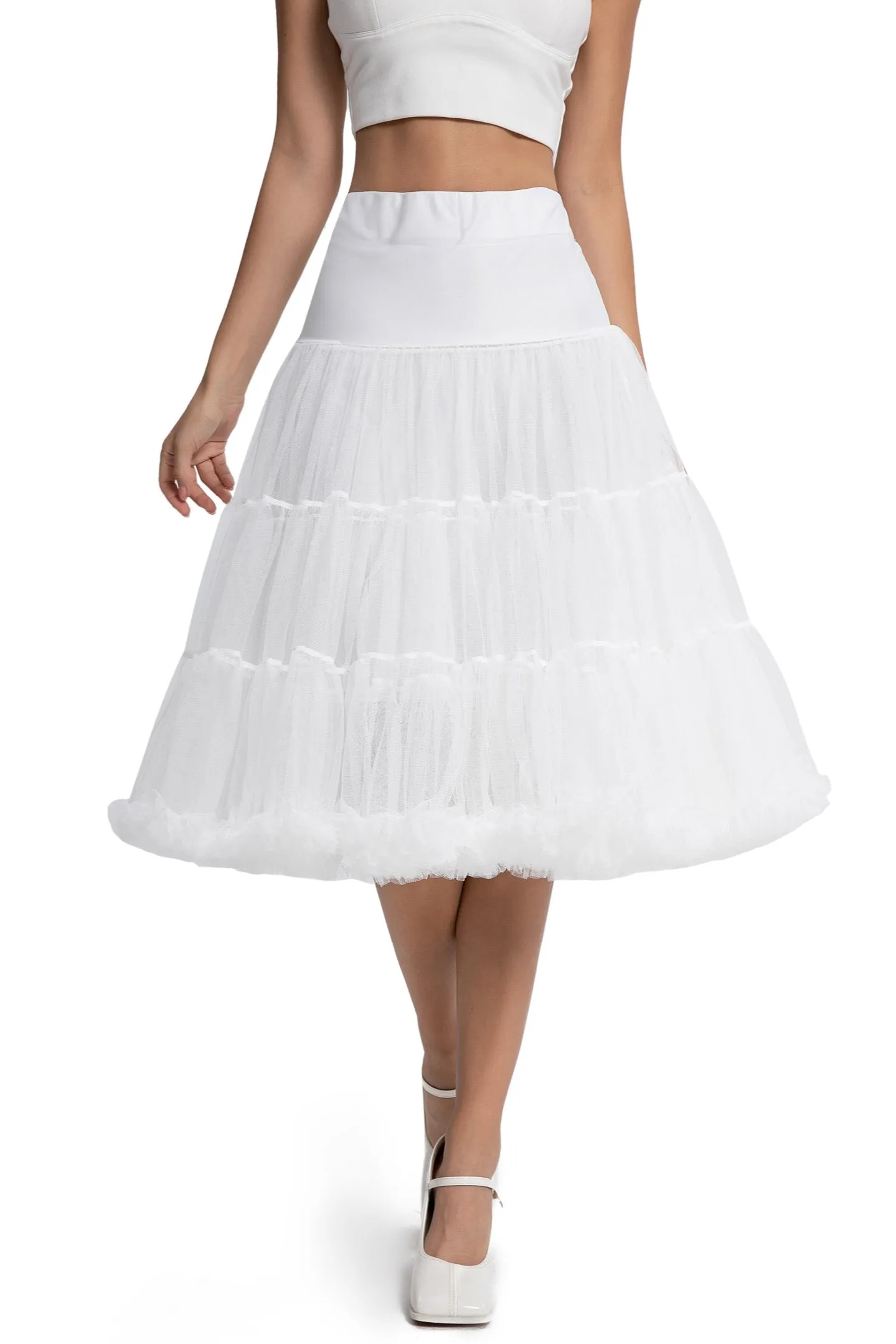 Fluffy Net Petticoat 25.5 In White