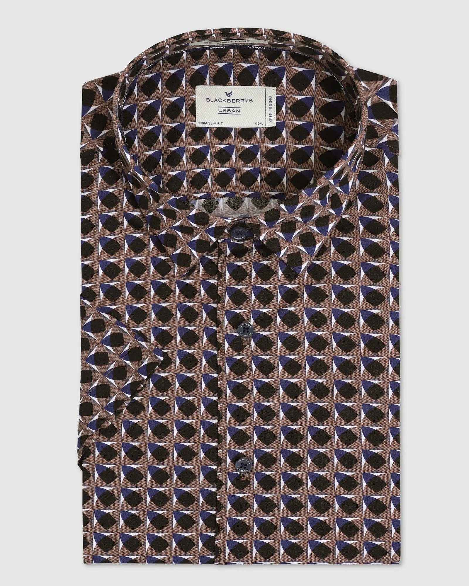 Formal Half Sleeve Beige Printed Shirt - Eloy