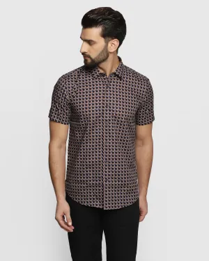 Formal Half Sleeve Beige Printed Shirt - Eloy