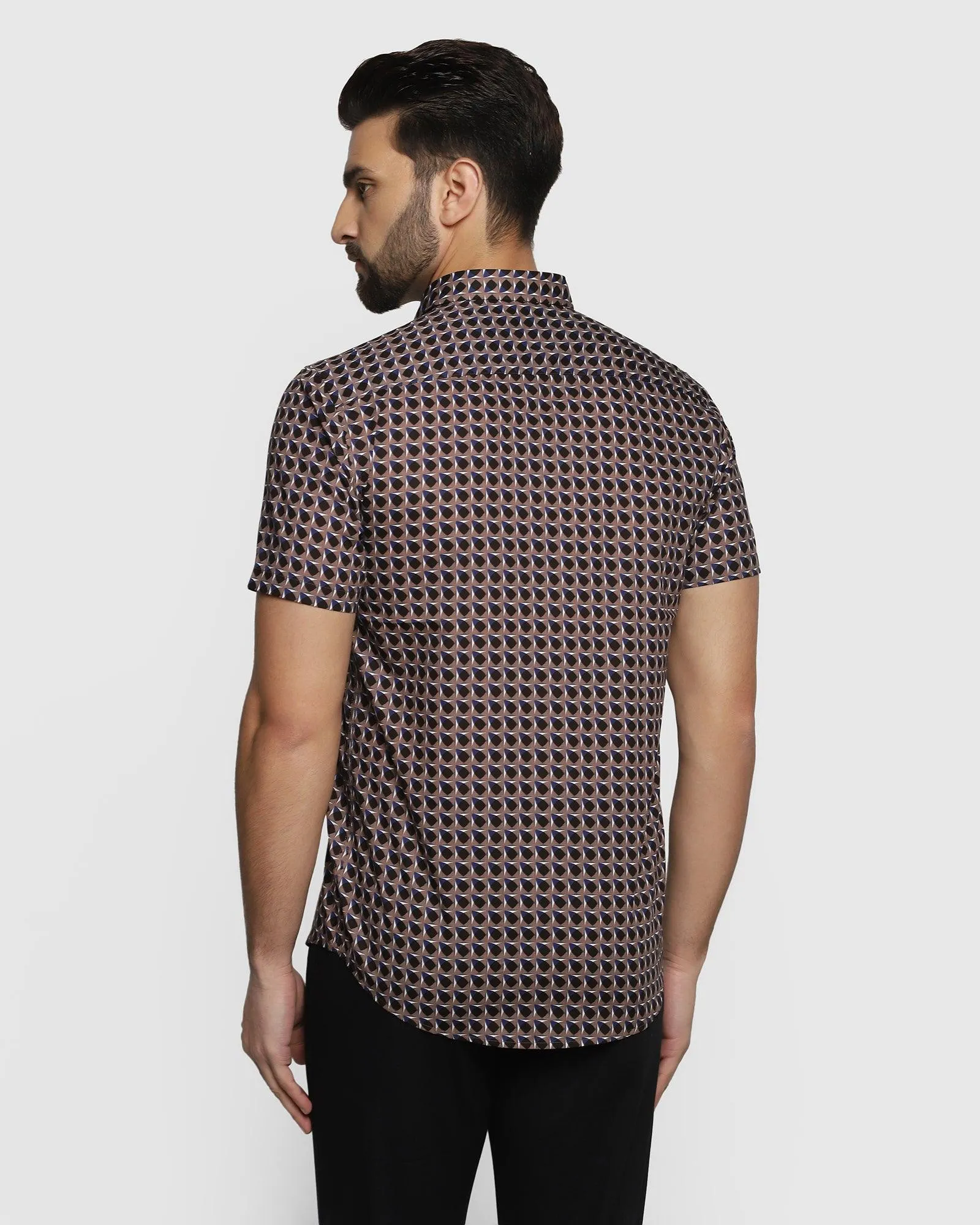 Formal Half Sleeve Beige Printed Shirt - Eloy