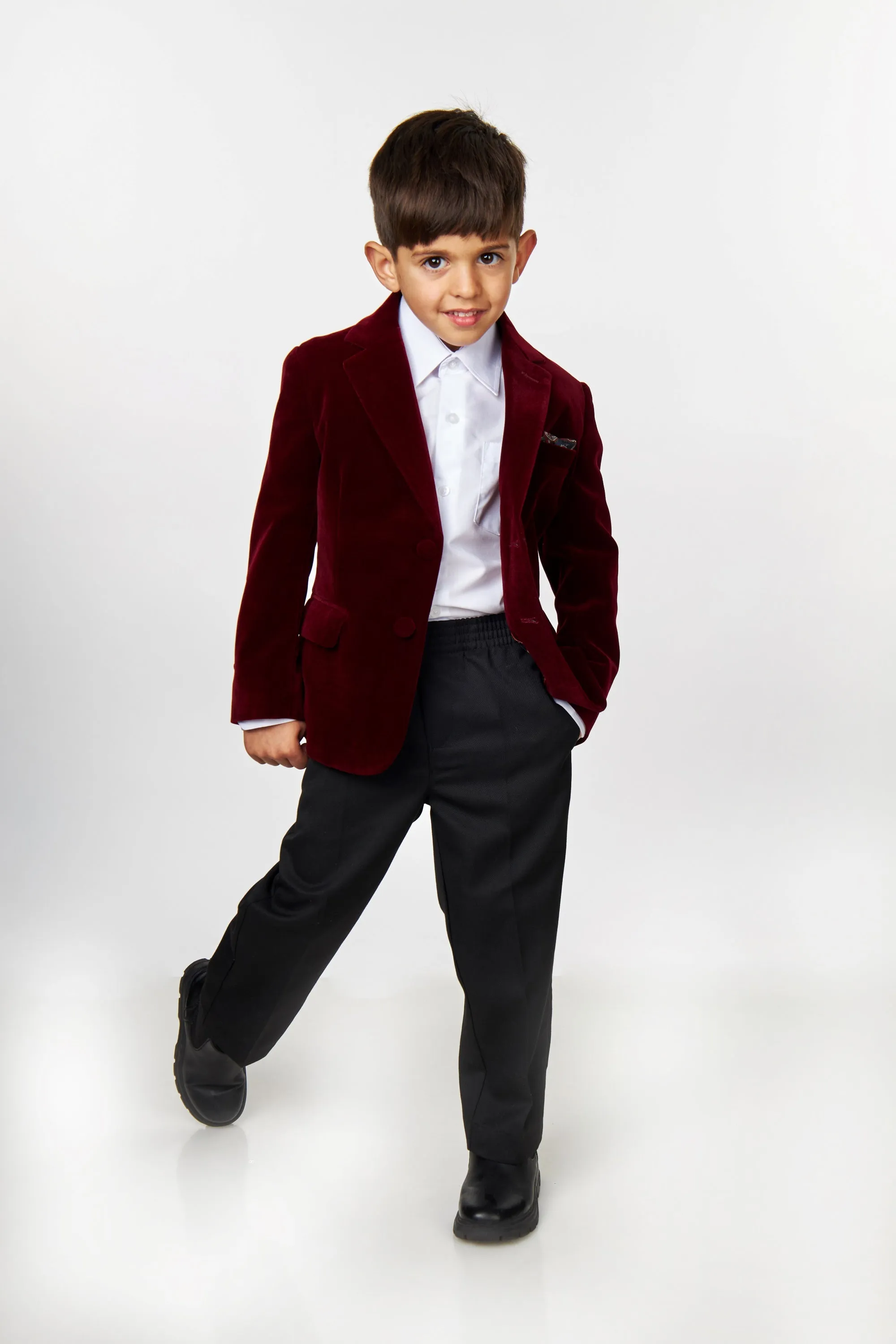 GARY - BOYS MAROON VELVET BLAZER