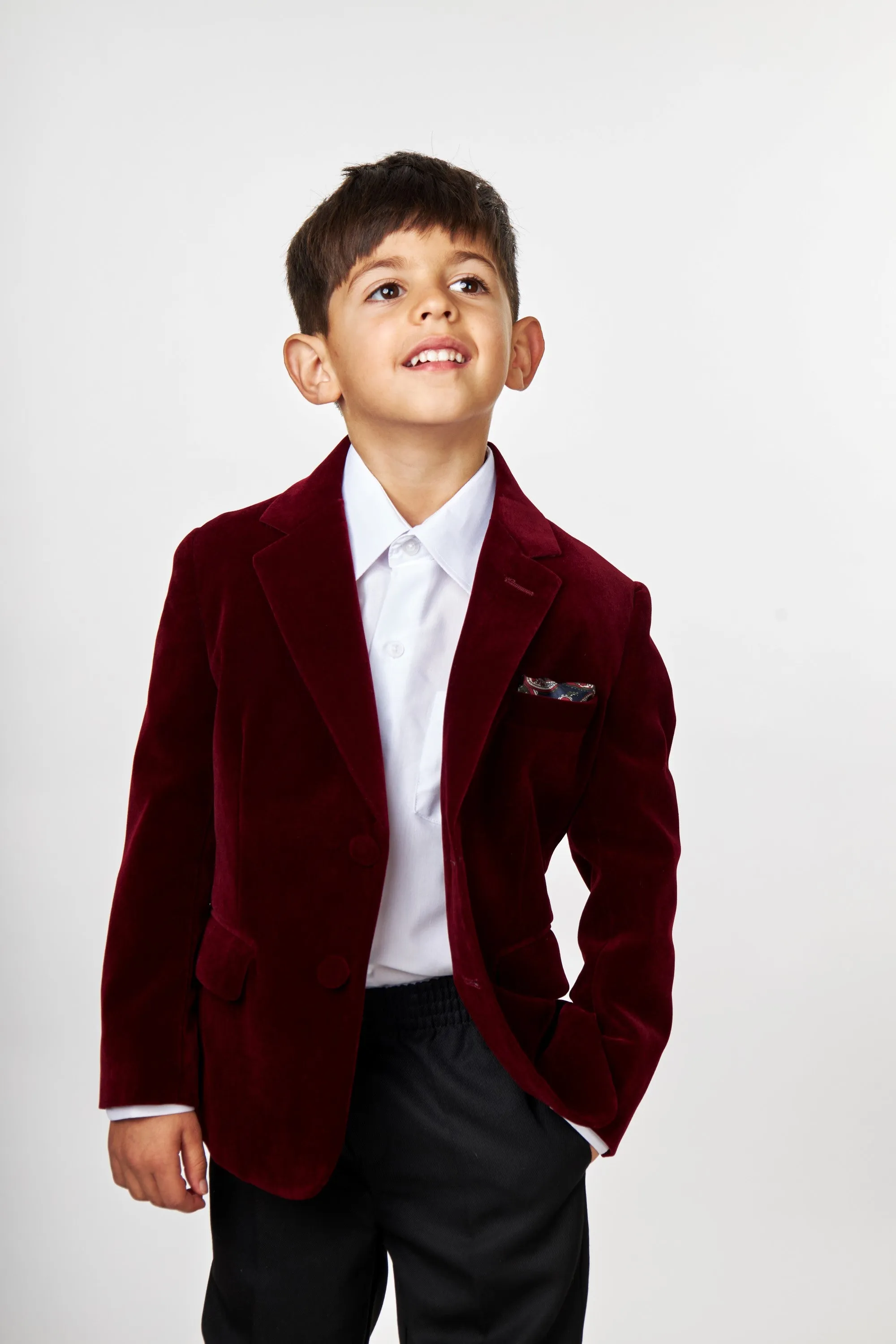 GARY - BOYS MAROON VELVET BLAZER