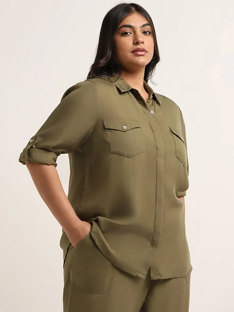 Gia Plain Olive Green Shirt