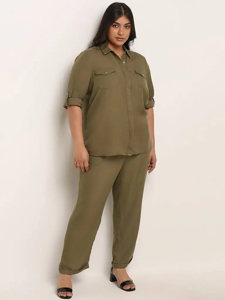 Gia Plain Olive Green Shirt