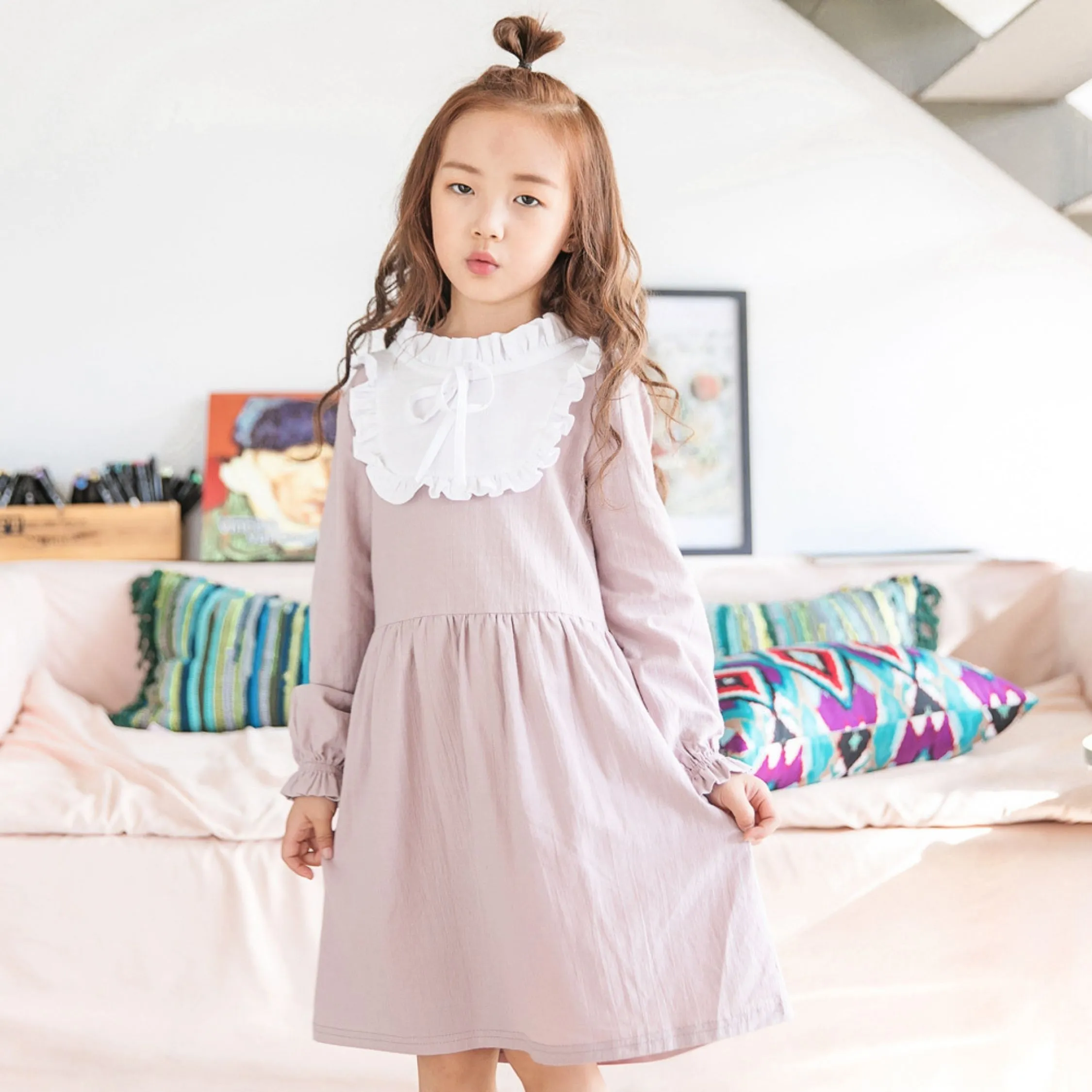 Girls Pink Full Sleeve Dress