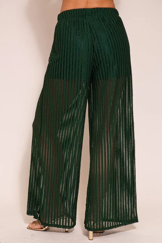 Hunter Green Set-Vacay Poly Lace Pants