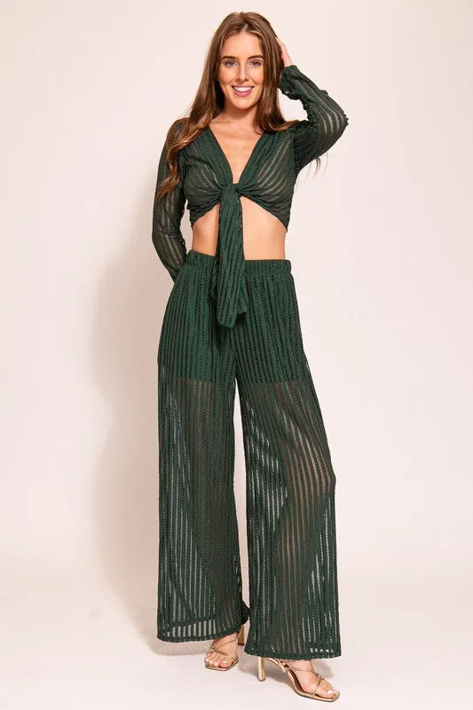 Hunter Green Set-Vacay Poly Lace Pants