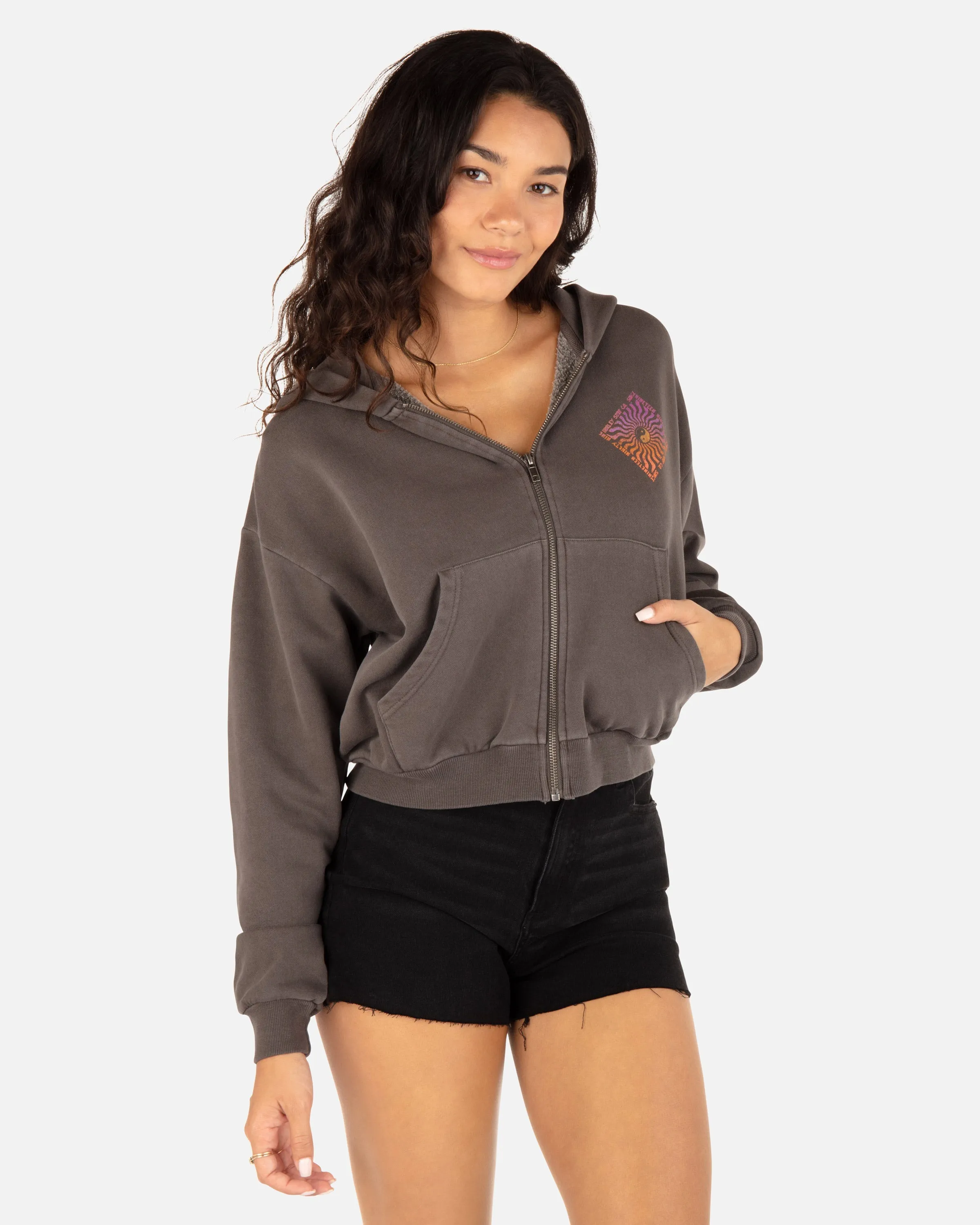 In Balance Crop Zip Up Hoodie