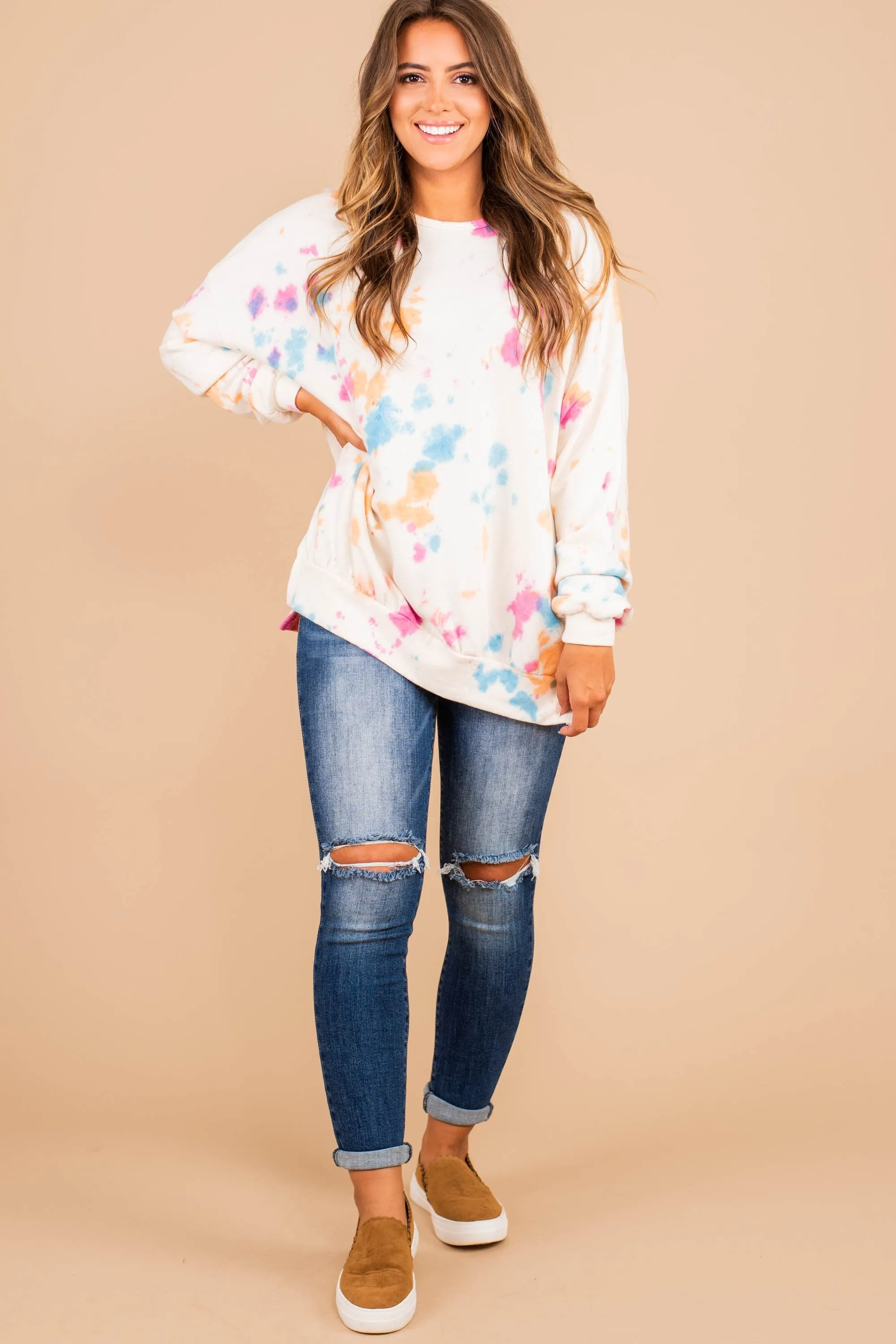 In The Summer Sun Pink Tie Dye Sweatshirt