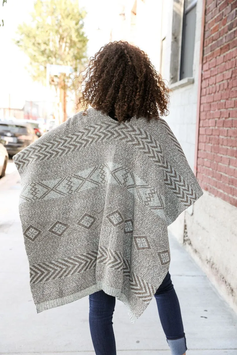 Indie Folk Style Multi Pattern Ruana