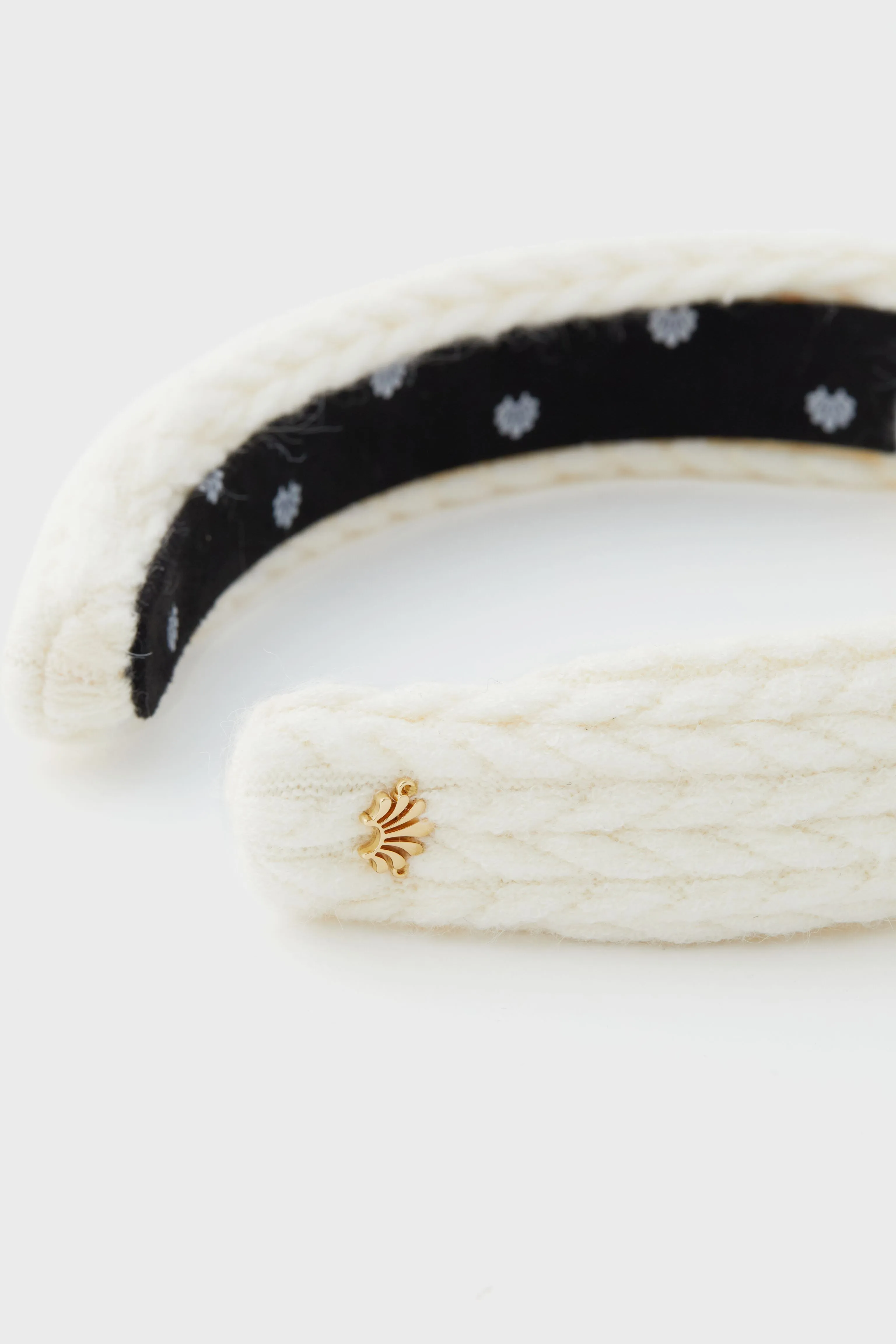 Ivory Cable Knit Slim Knotted Headband