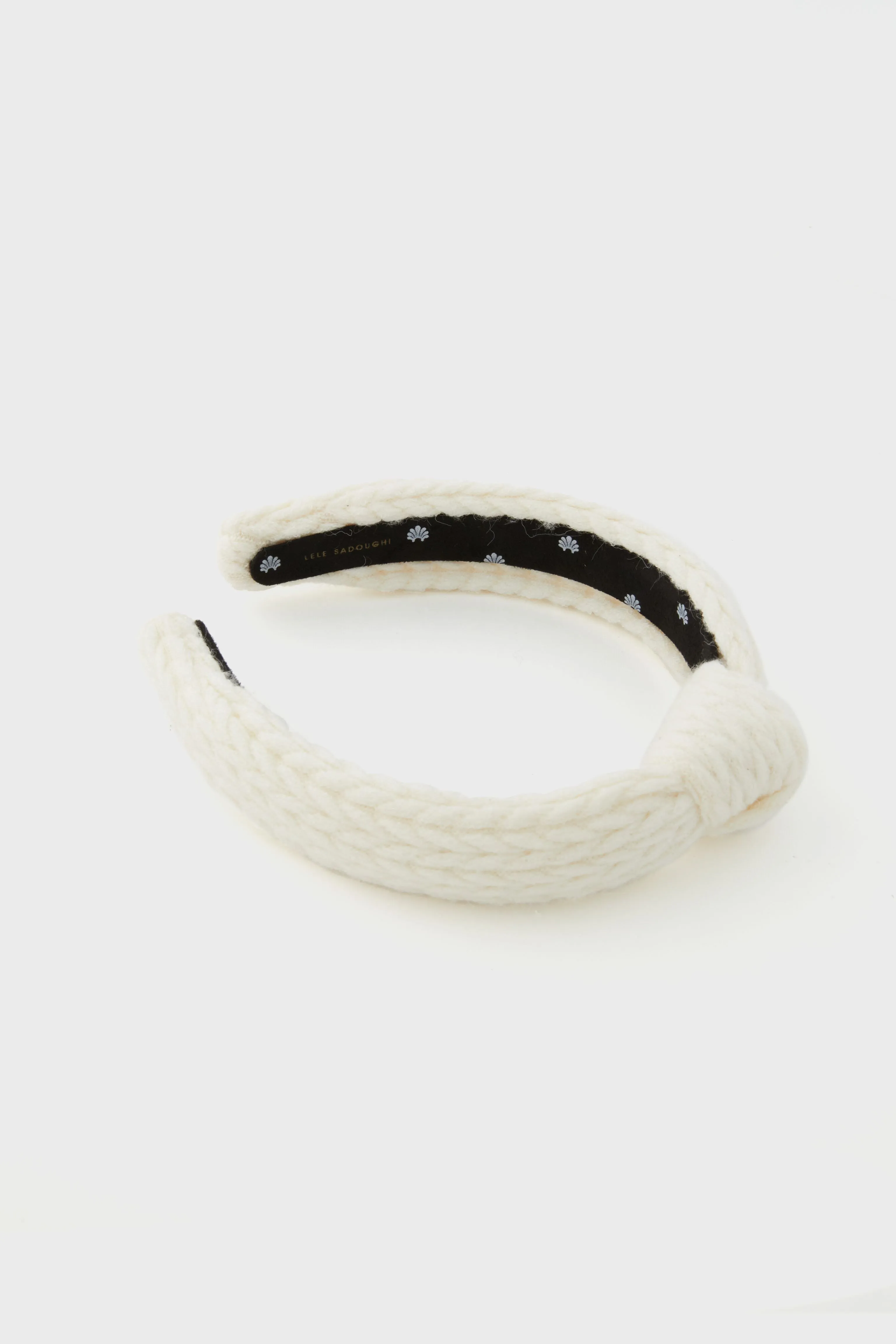 Ivory Cable Knit Slim Knotted Headband