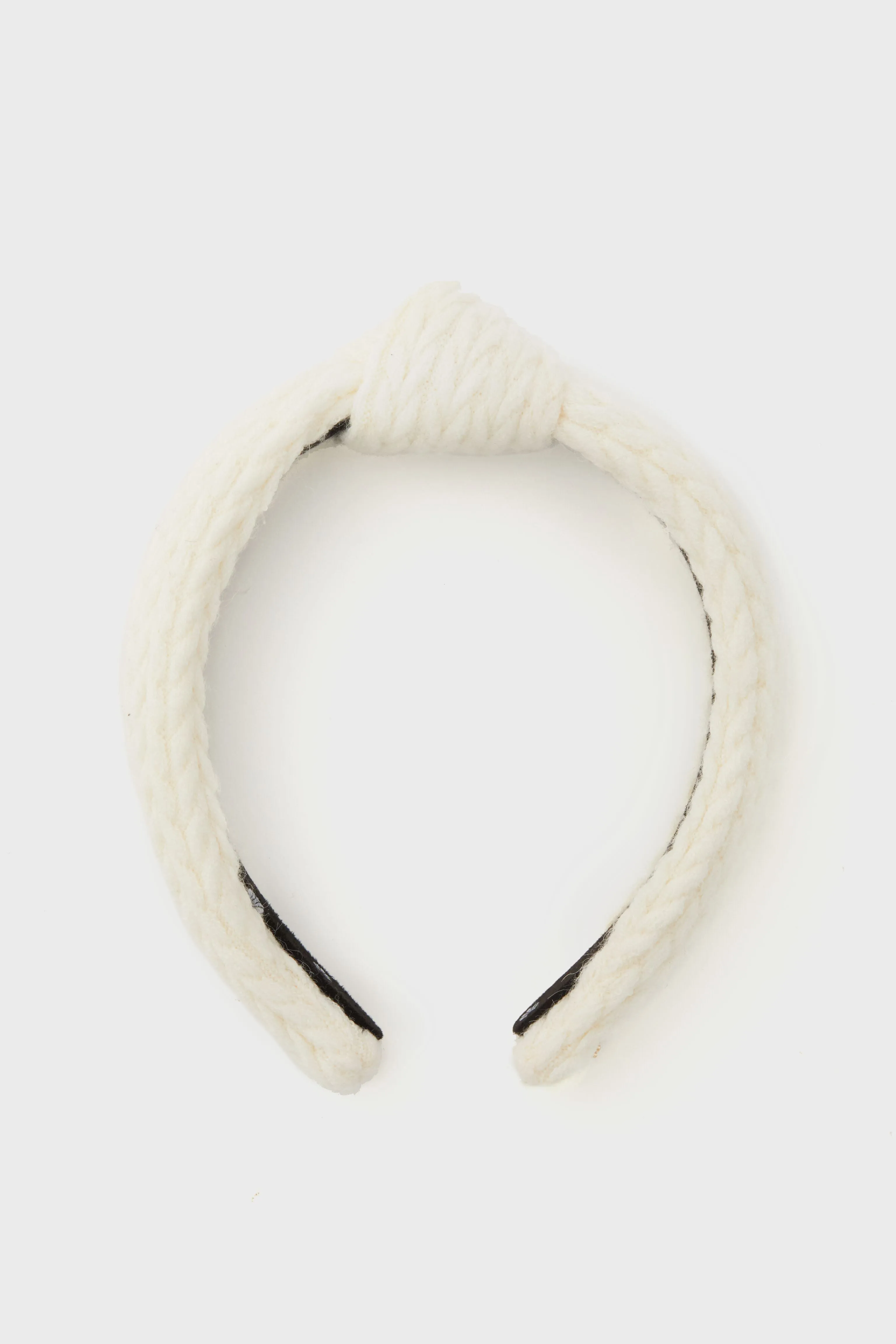 Ivory Cable Knit Slim Knotted Headband