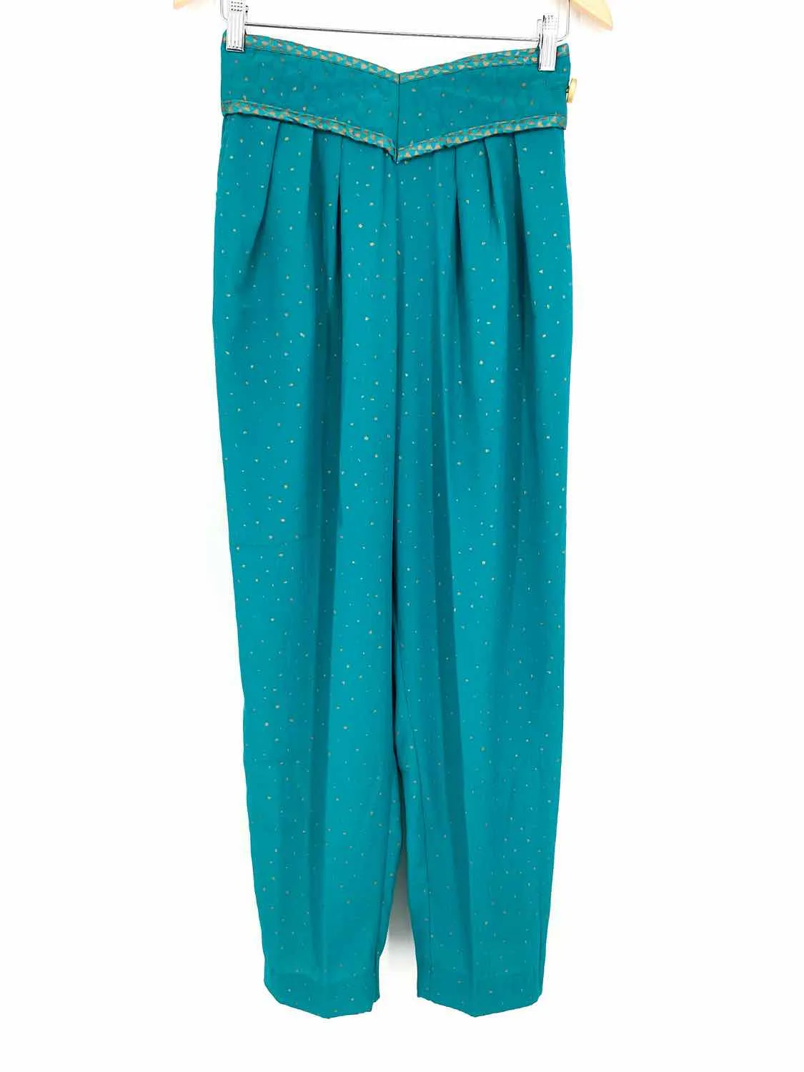 Jeanne Marc Women's Green Flowy Polyester Blend Polka Dot Size S Pants Set